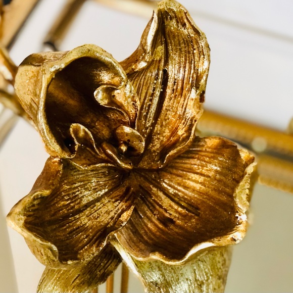 A SET OF 3 ANTHROPOLOGIE Metallic Gold Gilded Orchid Accents. NEW Condition! ⚜️ - Picture 5 of 11
